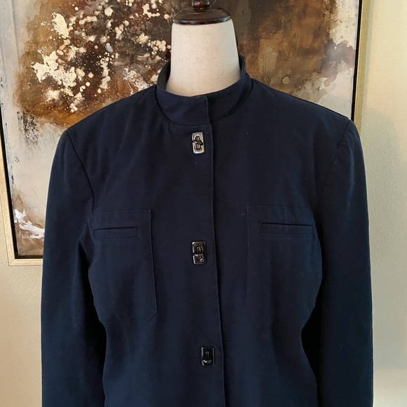Vintage Classic Ralph Lauren leather Indigo navy blue blazer jacket size 14 EC - Picture 5 of 14